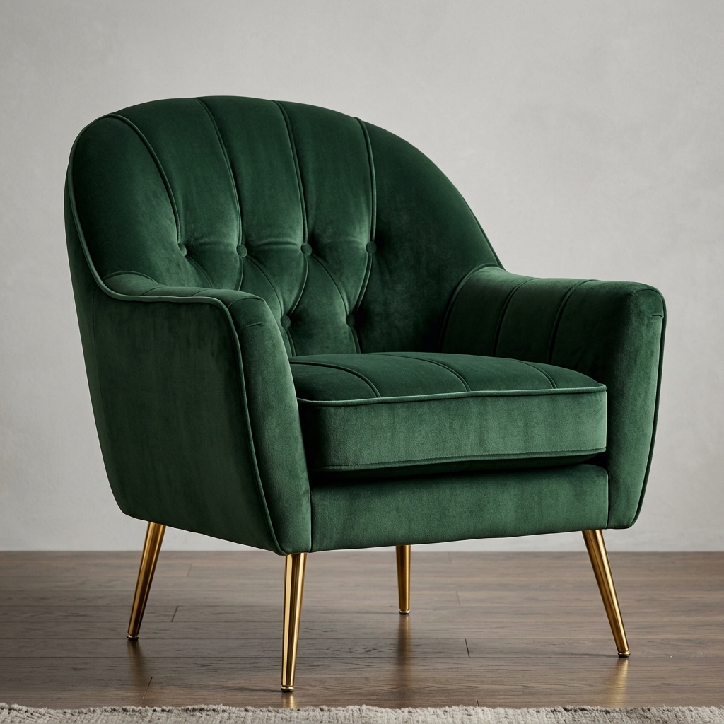 Velvet Royal Armchair - Luxury deep green velvet with gold accents