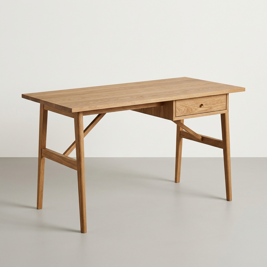 Oak Study Desk - Contemporary oak wood desk for focused work